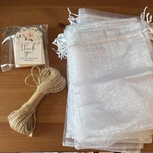 Wedding/Showers White Organza Gift Bags with Twine